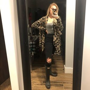 Tan and Black Print Caridgan